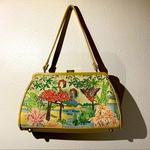 Vintage Beaded Flamingo Handbag/Purse